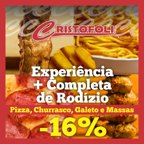Cupom Consumo Rodízio PRESENCIAL EXCLUSIVO NA GALETERIA CRISTOFOLI